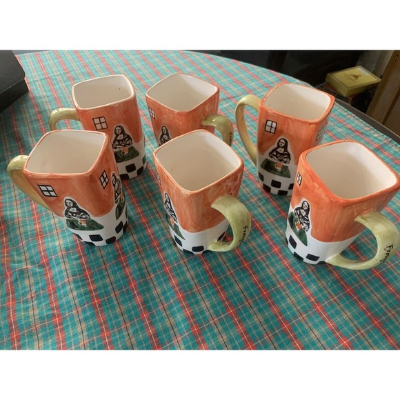 Vintage Set of 6 Frangelico Coffee MonaLisa Tea  Coffee Ceramic Mugs. - Picture 2 of 7